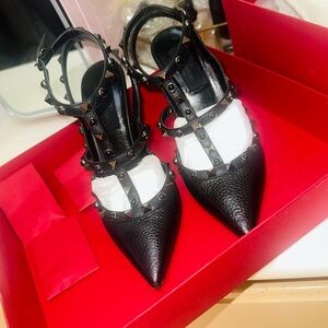Valentino Studded Black Leather Women's Shoes